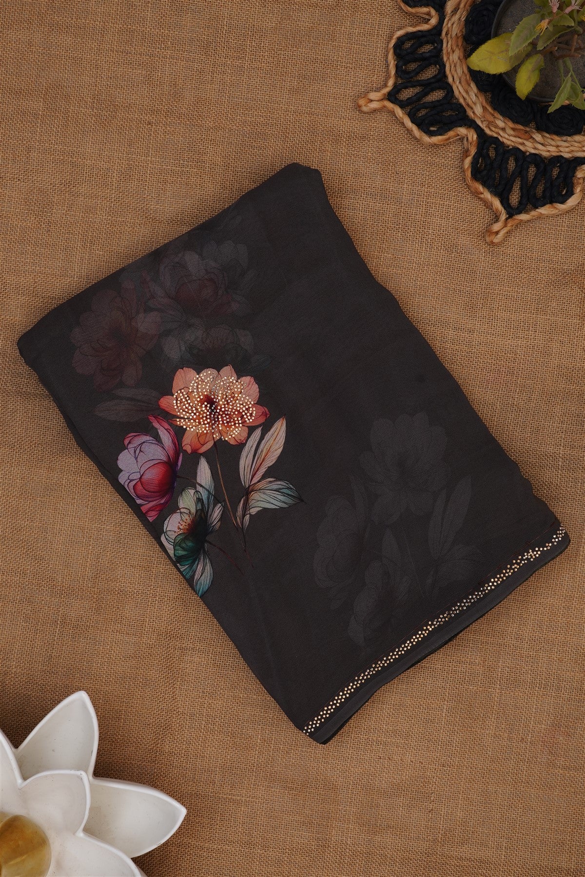 Fancy Georgette Dark Green Saree