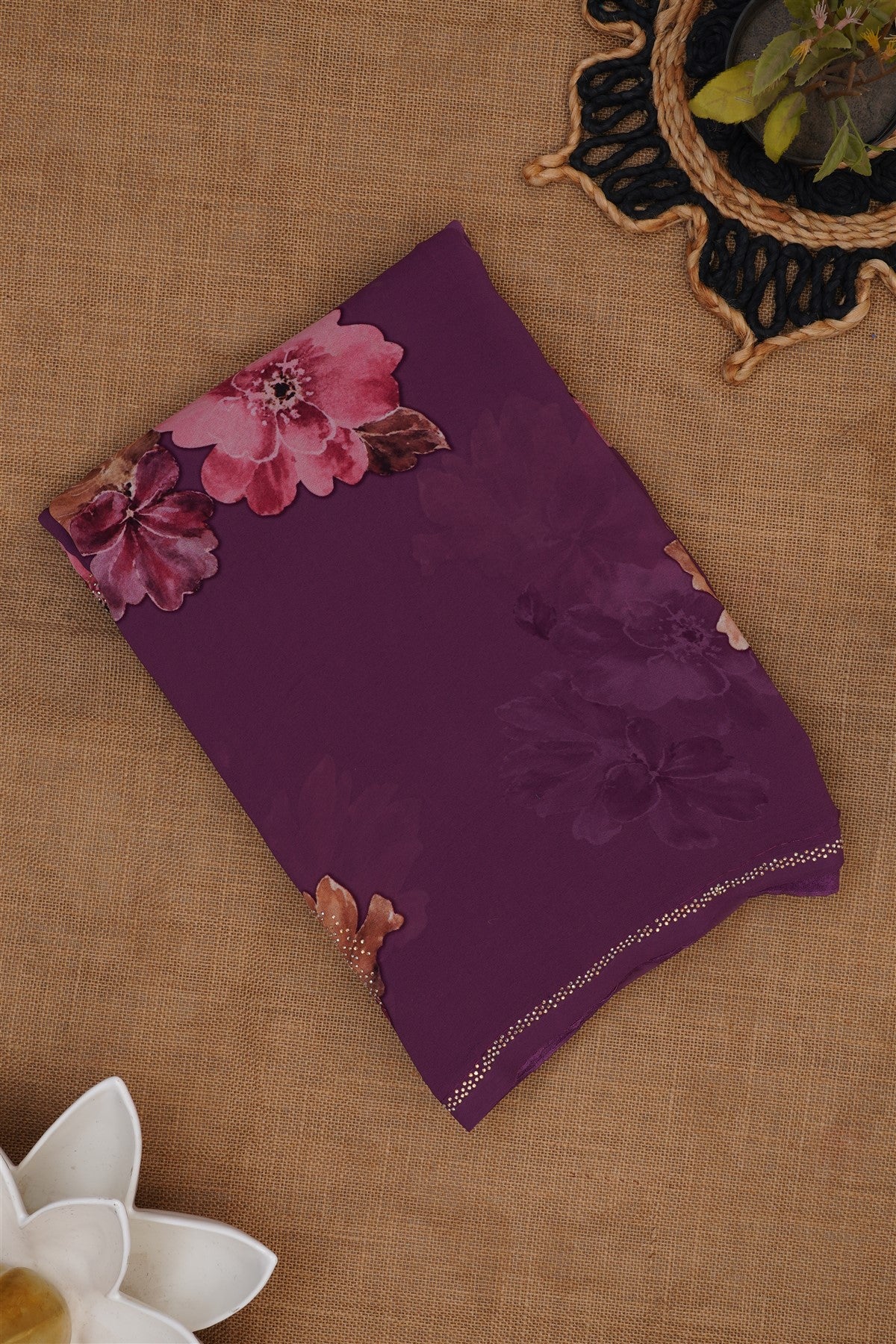 Fancy Georgette Purple Saree
