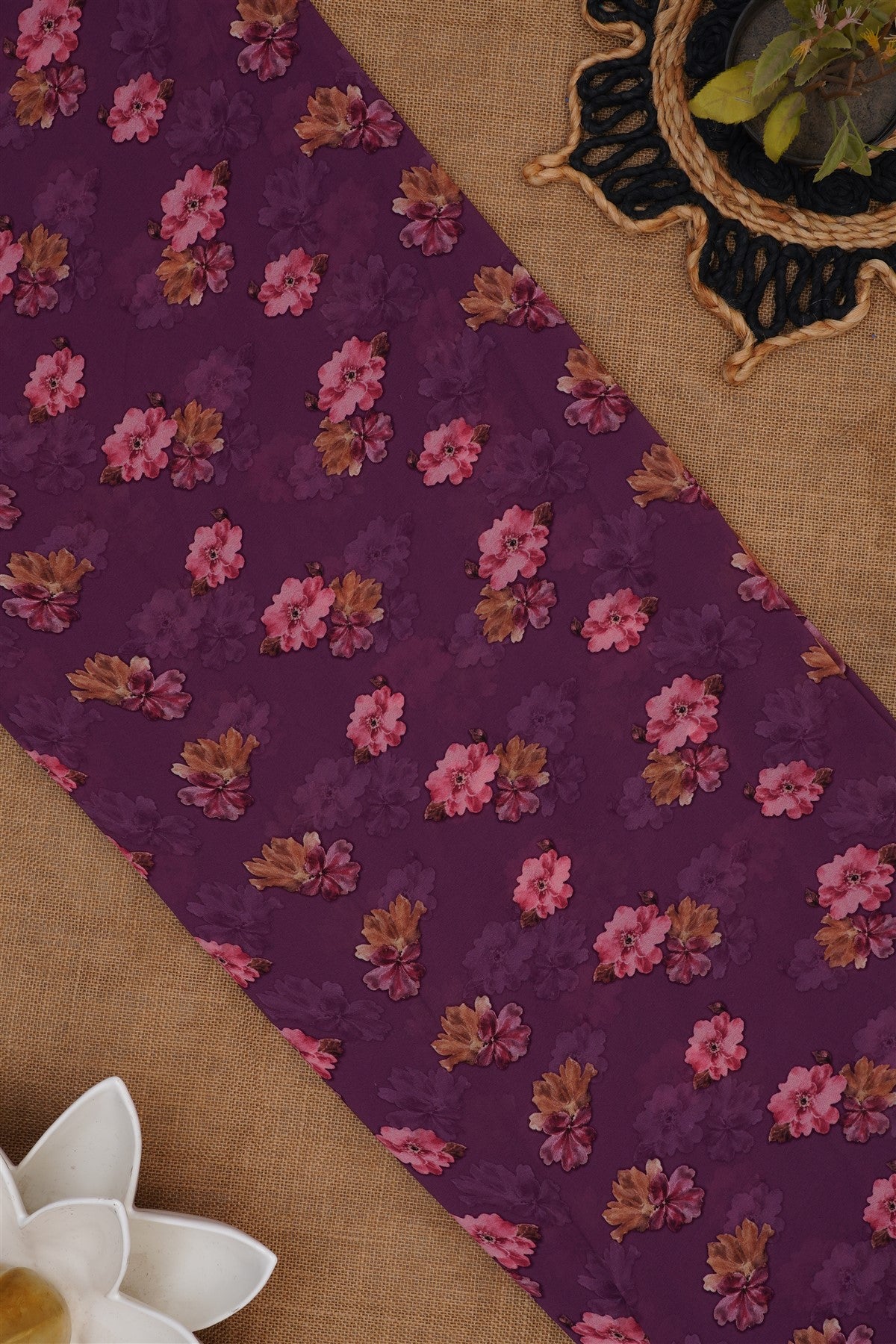 Fancy Georgette Purple Saree