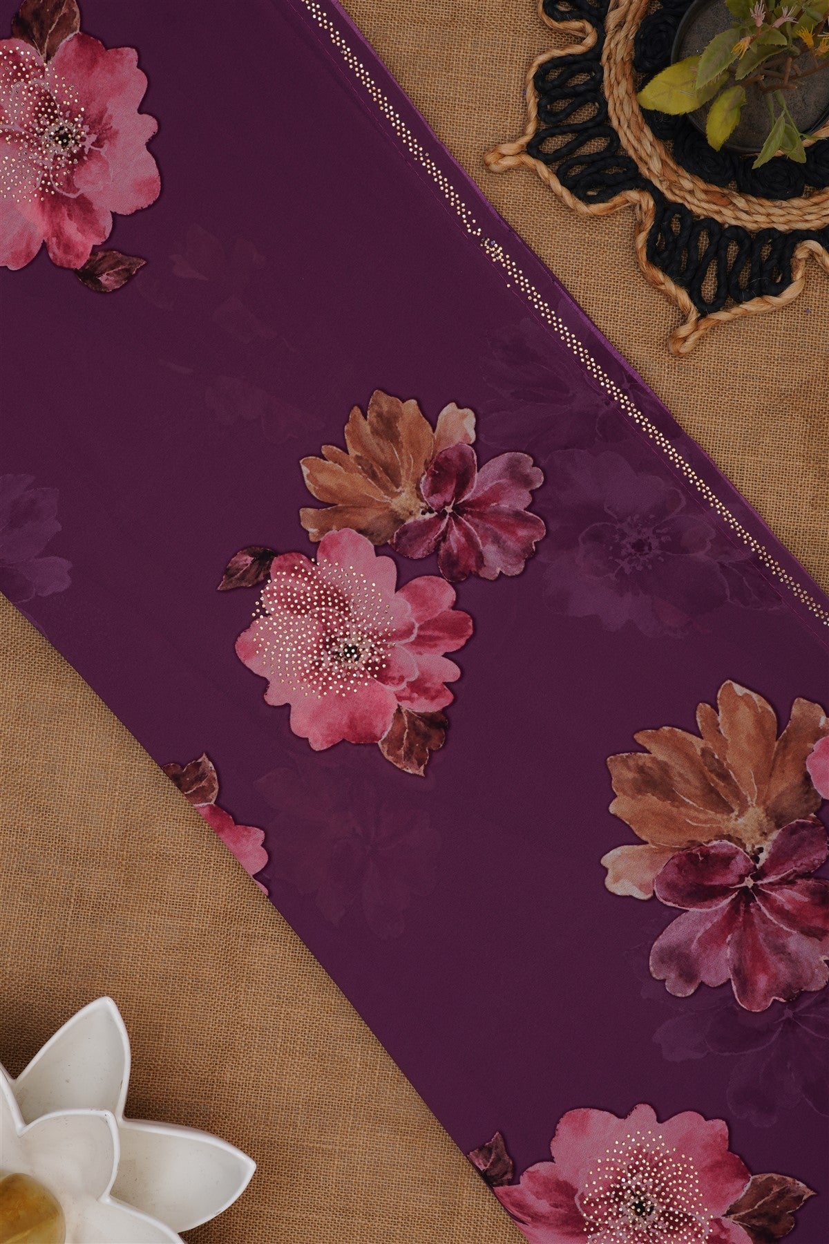 Fancy Georgette Purple Saree