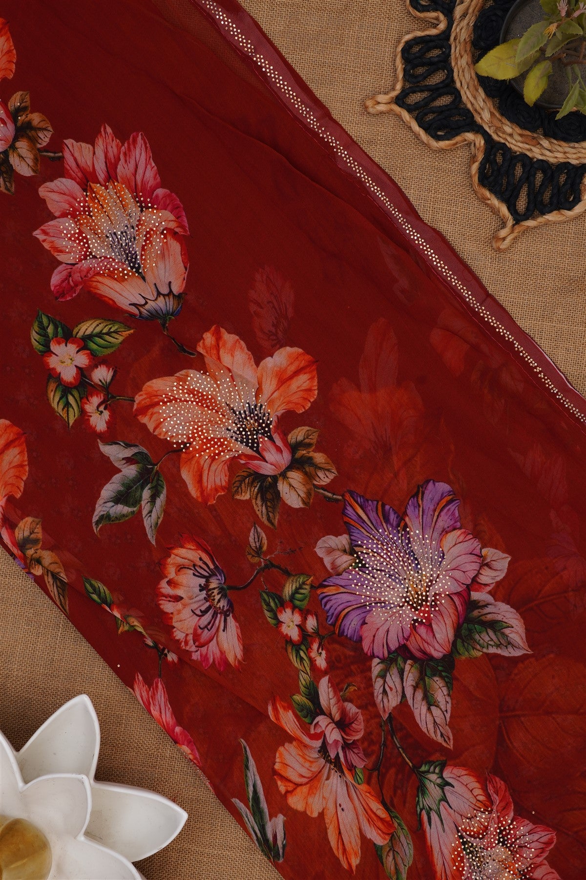 Fancy Georgette Maroon Saree