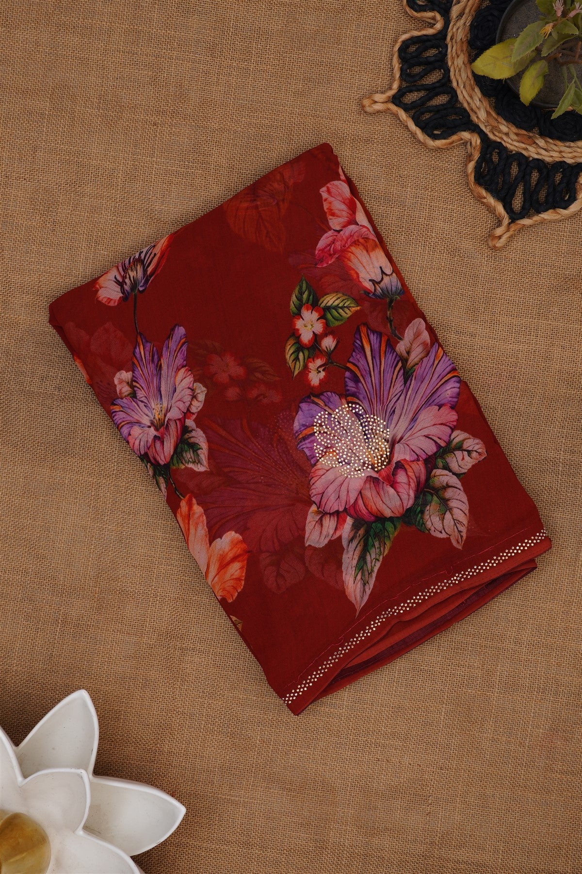 Fancy Georgette Maroon Saree