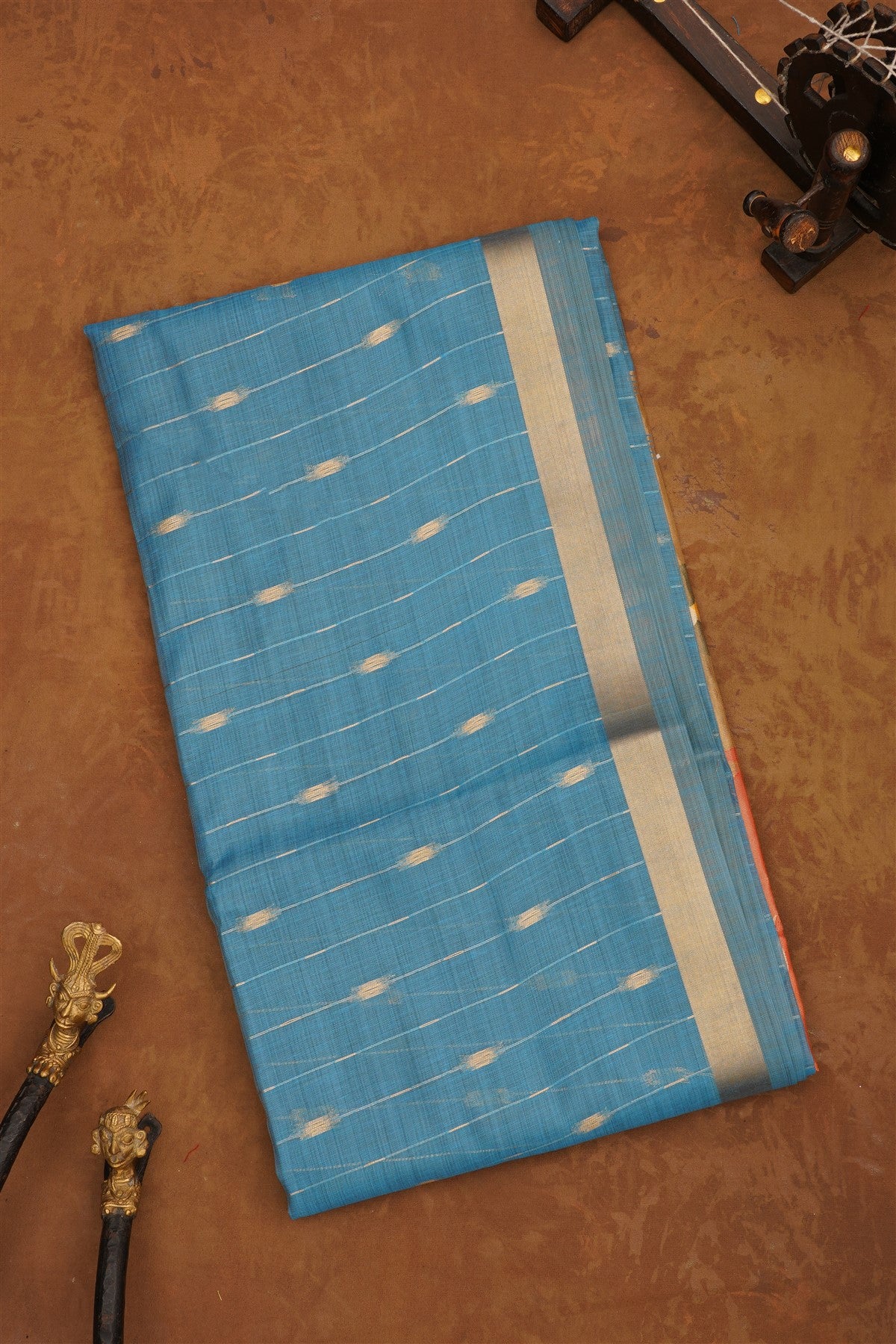 Fancy Chanderi Cotton Blue Saree