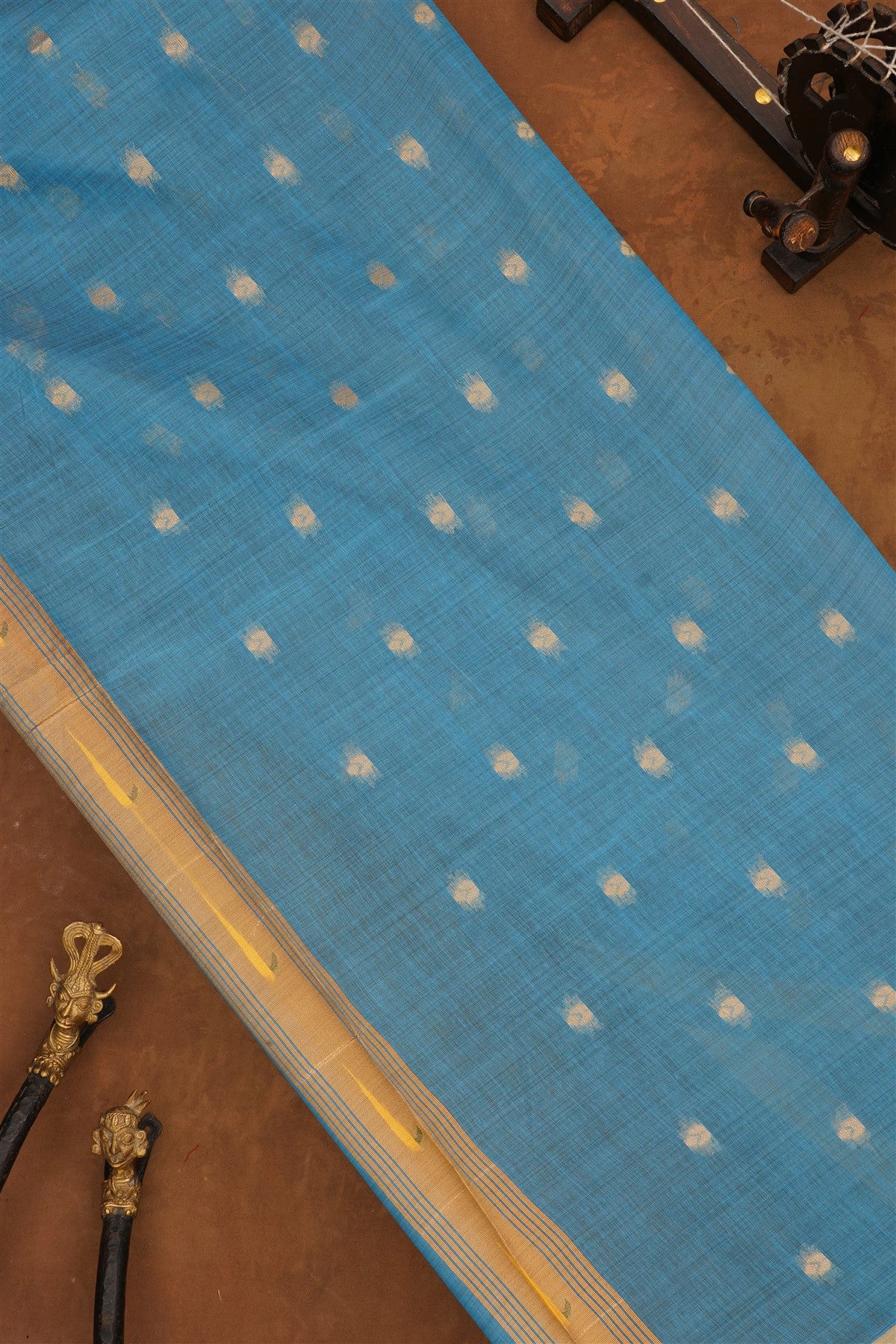 Fancy Chanderi Cotton Blue Saree