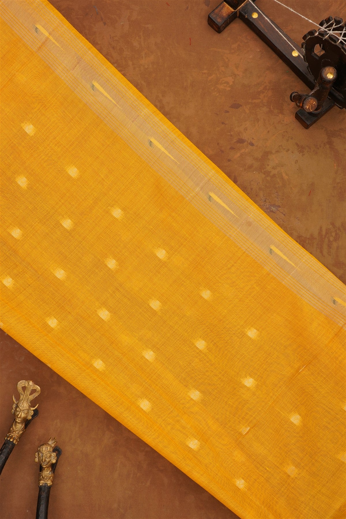 Fancy Chanderi Cotton Mustard Saree