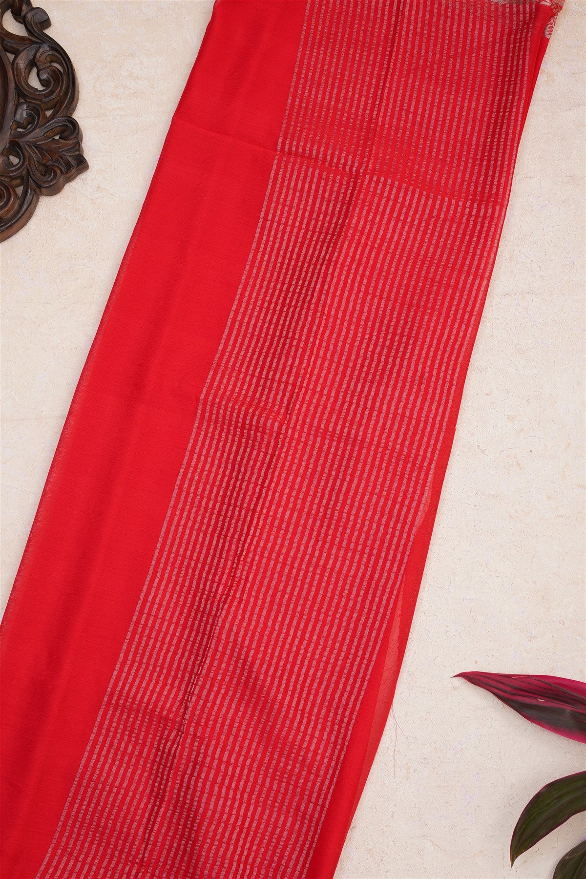 Fancy Chinon Silk Red Saree