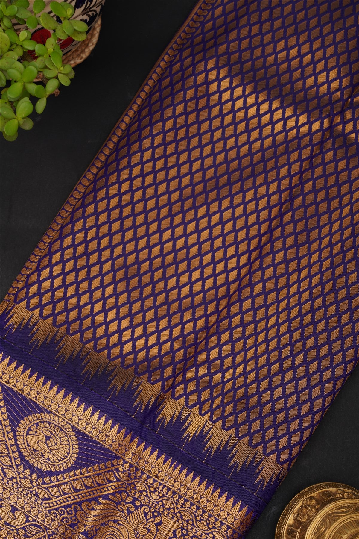 Gadwal Silk Blend Deep Pink Saree
