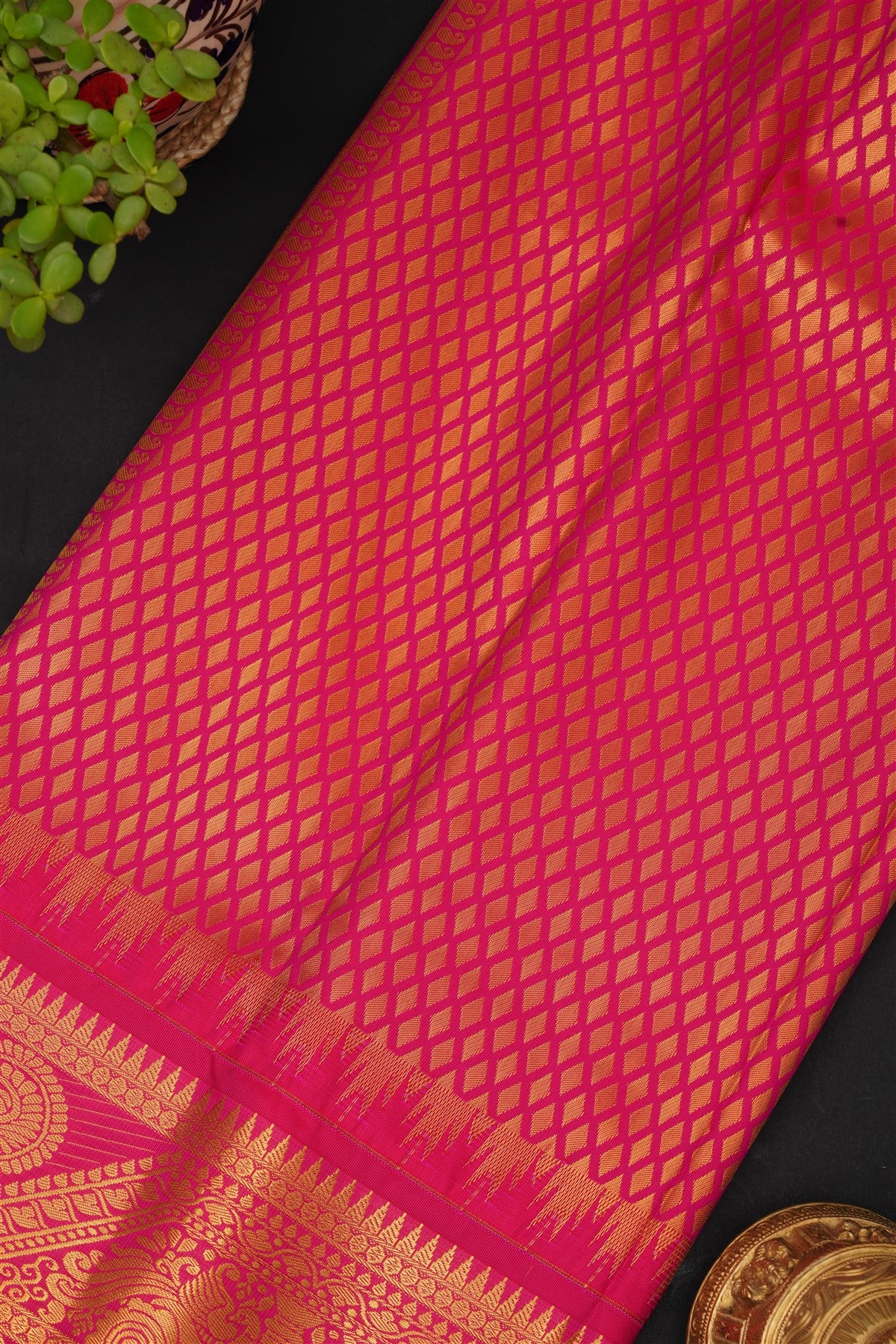 Gadwal Silk Blend Deep Rama Saree