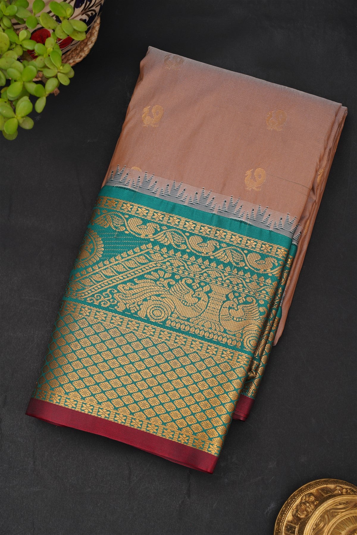 Gadwal Silk Blend Oil Mustard Saree