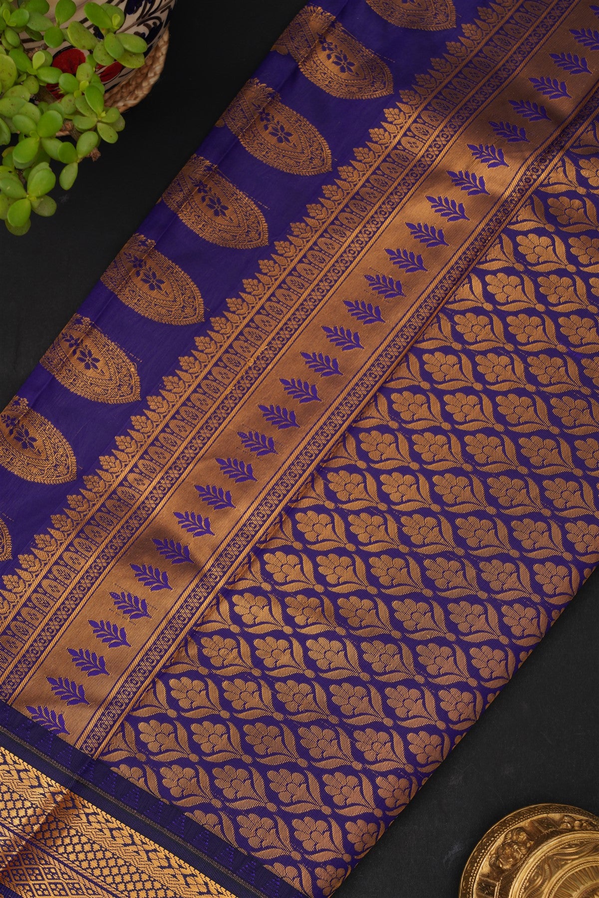 Gadwal Silk Blend Blue Saree
