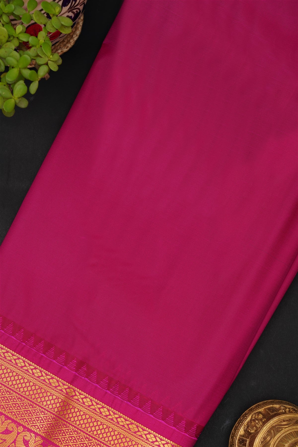 Gadwal Silk Blend Rama Green Saree