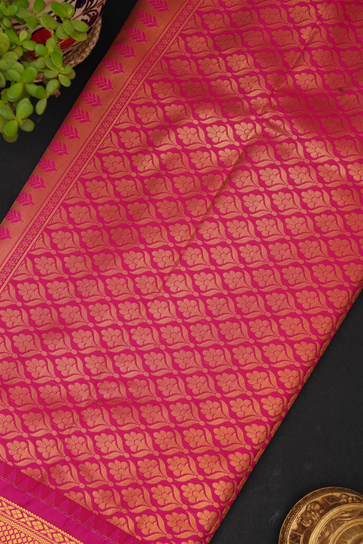 Gadwal Silk Blend Rama Green Saree