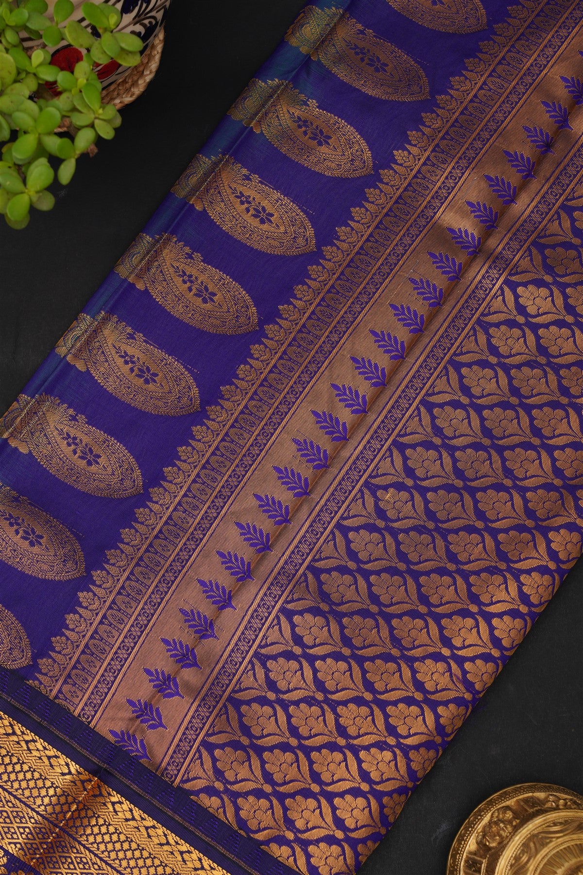 Gadwal Silk Blend Blue Saree