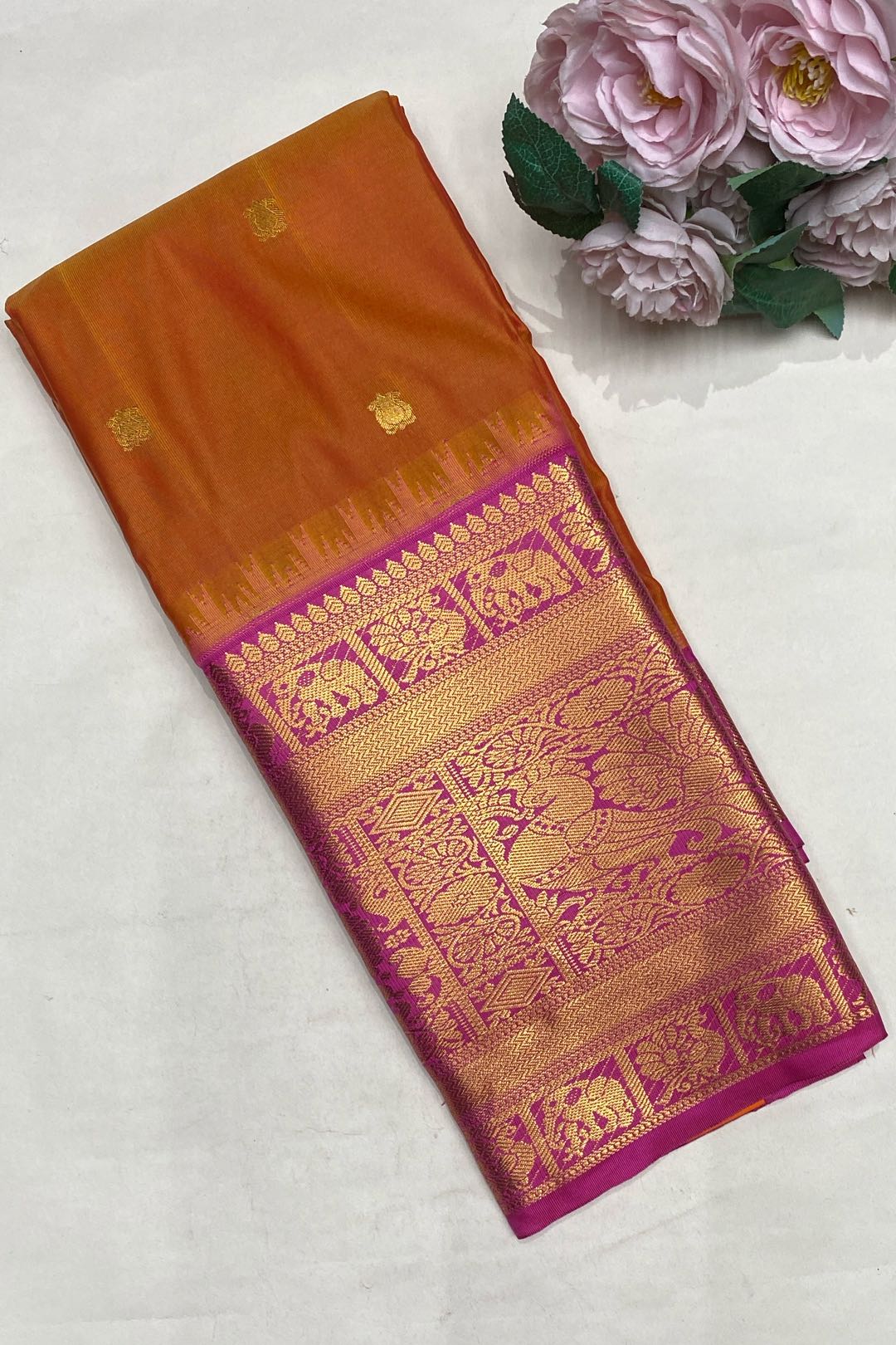 Gadwal Silk Blend Mustard Saree