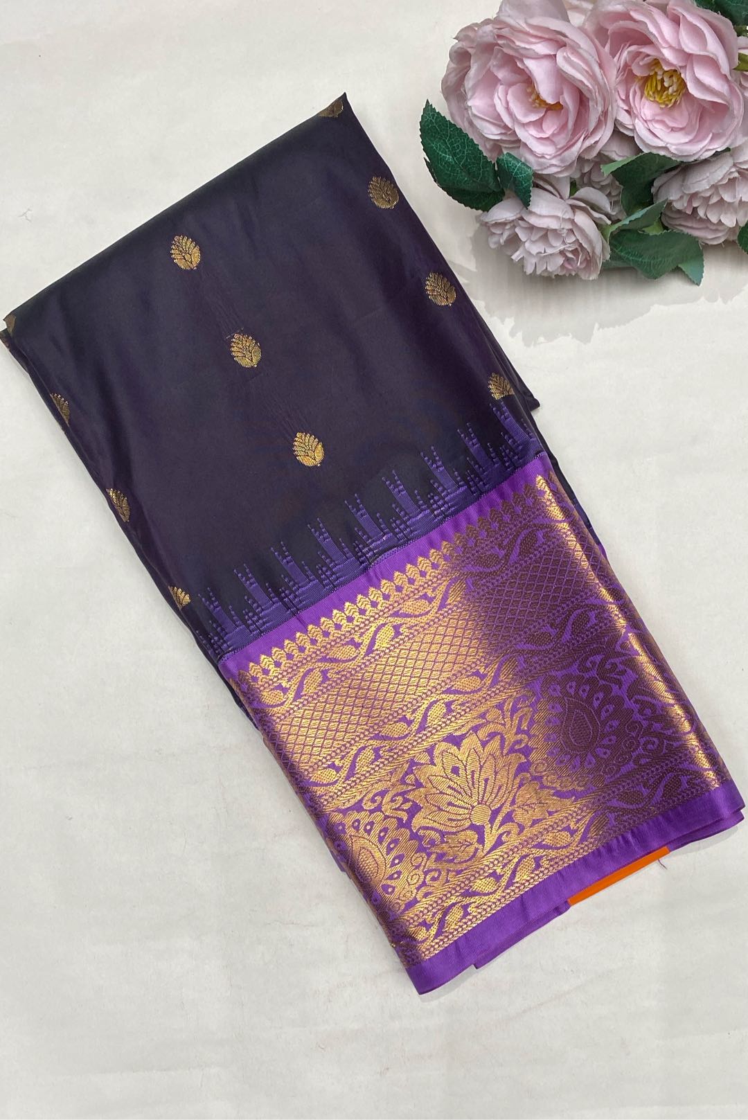 Gadwal Silk Blend Dark Magenta Saree