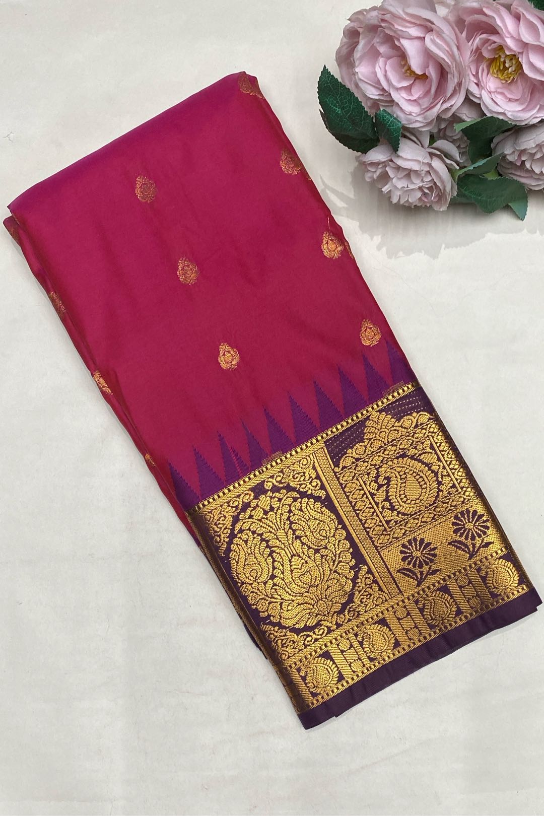 Gadwal Silk Blend Pink Saree