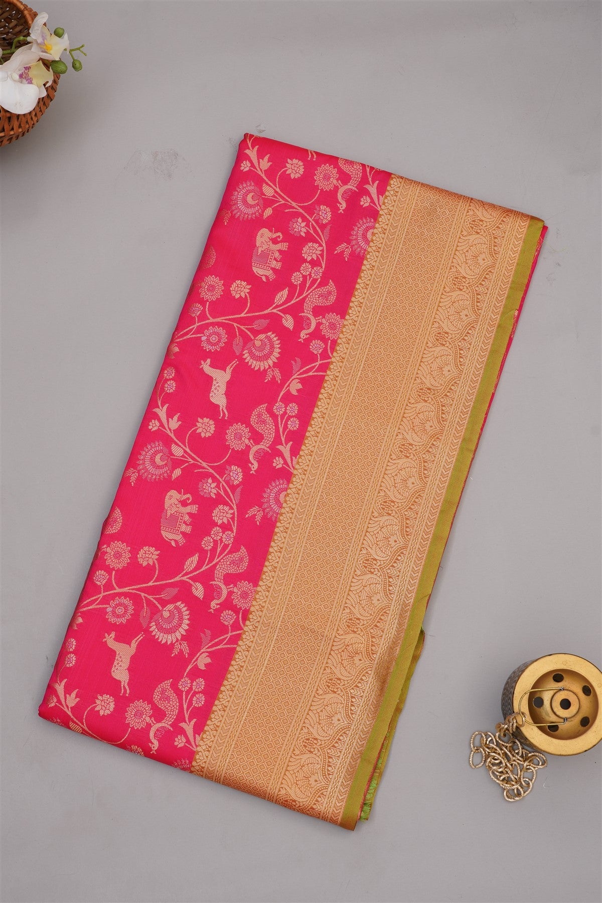 Banarasi Soft Silk Dark Pink Saree