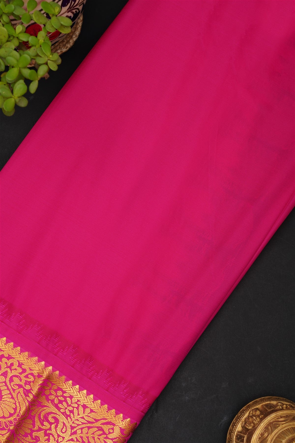 Gadwal Silk Blend Dark Green Saree