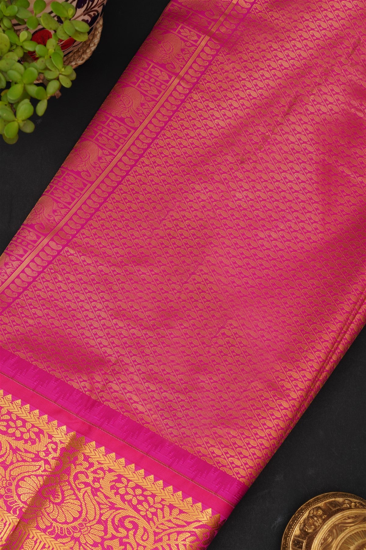 Gadwal Silk Blend Light Olive Green Saree