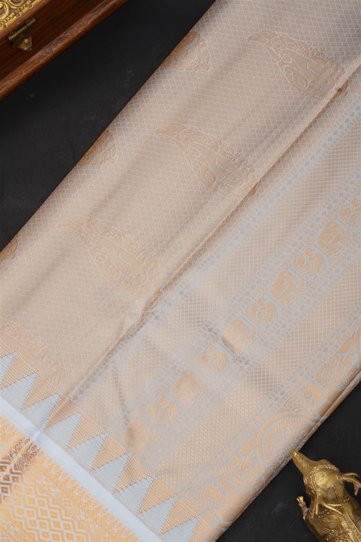 Gadwal Silk Blend Rama Blue Saree