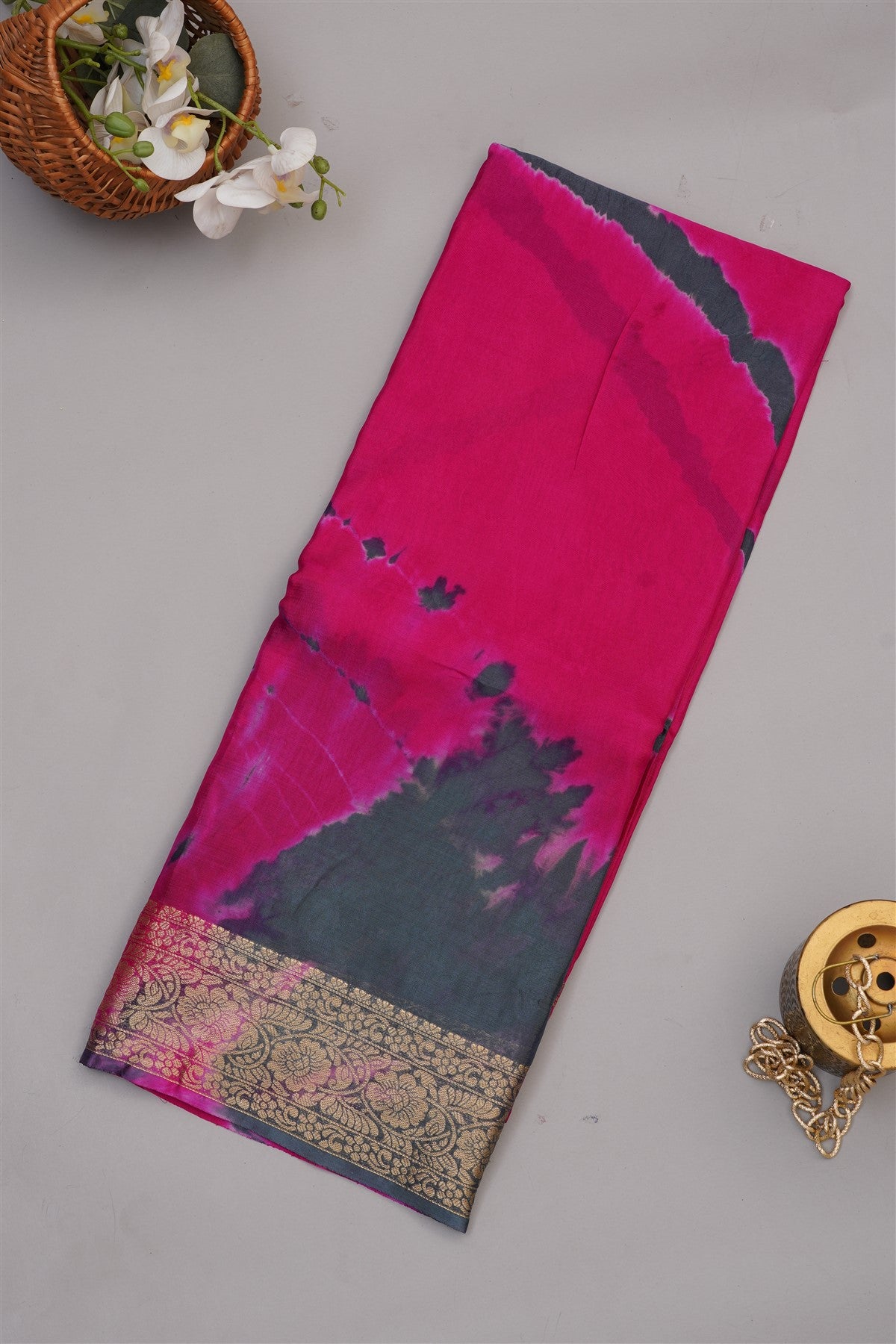Fancy Modal Satin Silk Magenta Saree