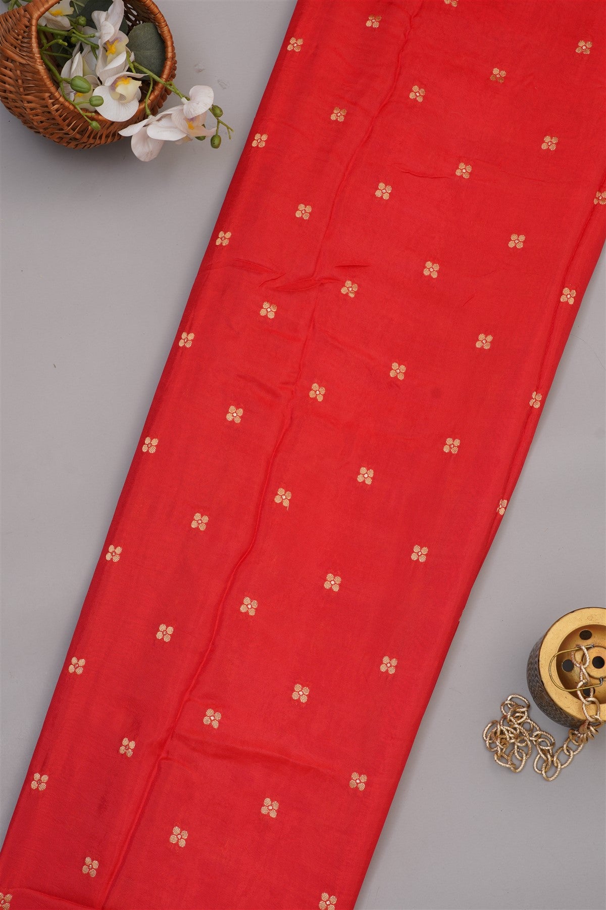 Fancy Modal Satin Silk Red Saree