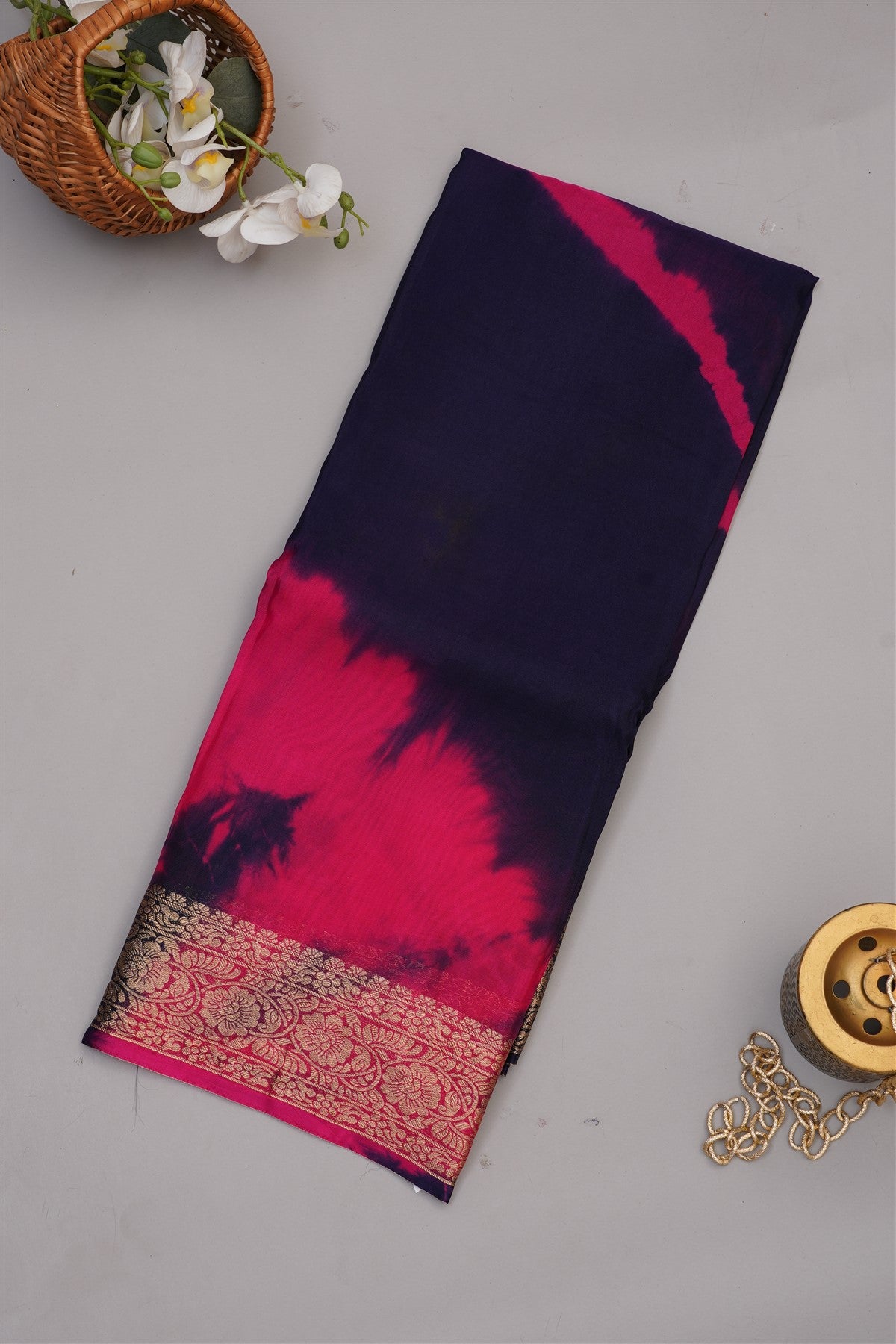 Fancy Modal Satin Silk Violet Saree