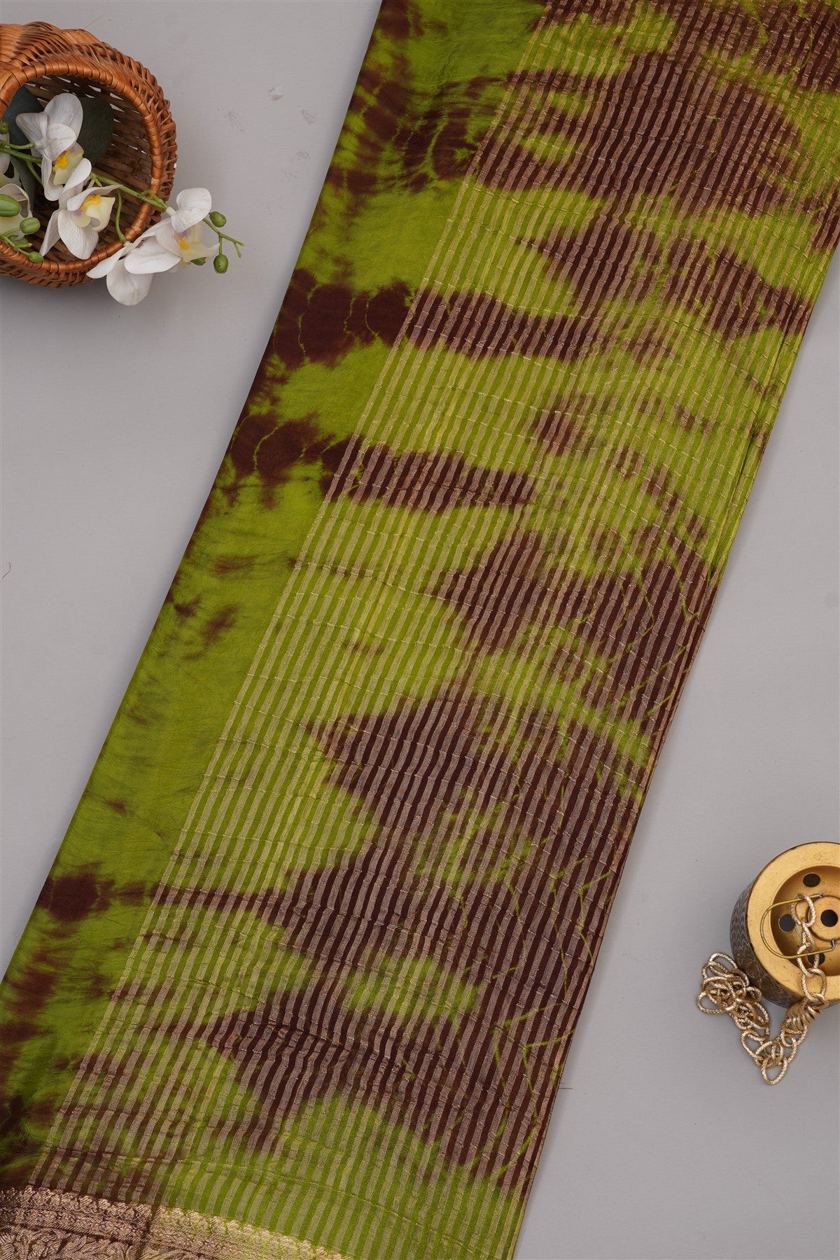 Fancy Modal Satin Silk Dark Brown Saree