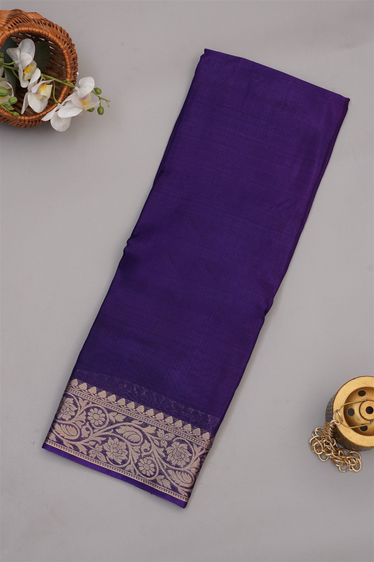 Fancy Modal Satin Silk Violet Saree