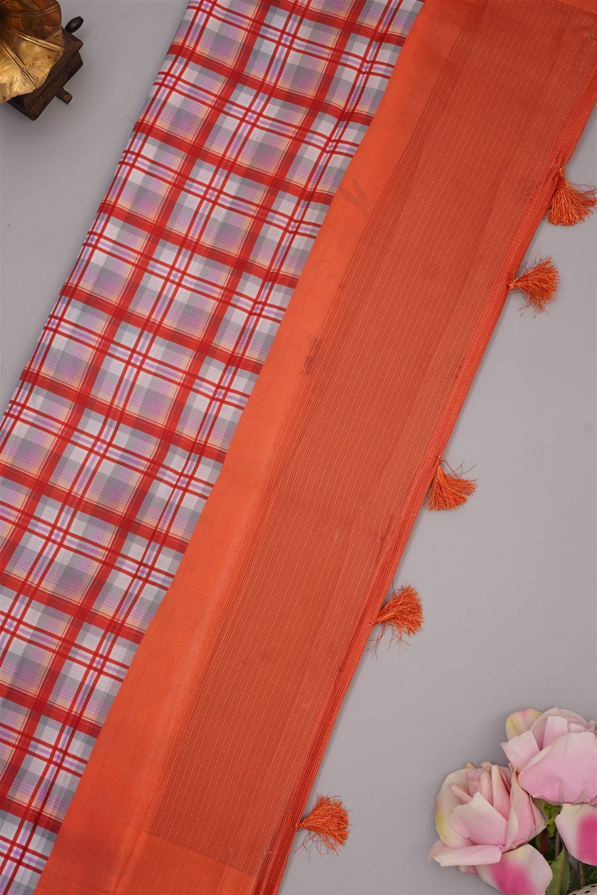 Fancy Kota Light Peach Saree