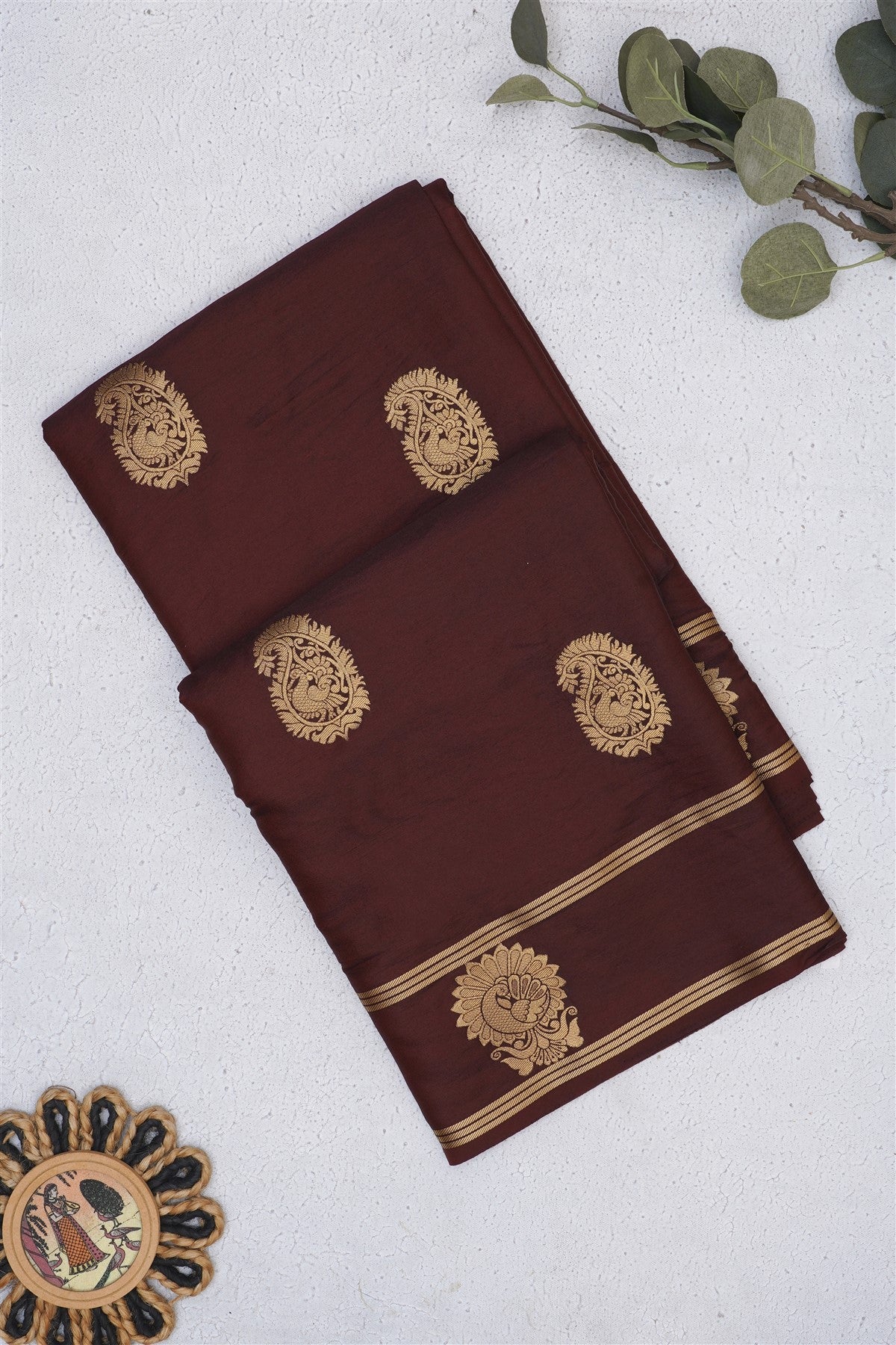 Fancy Gajji Silk Dark Brown Saree
