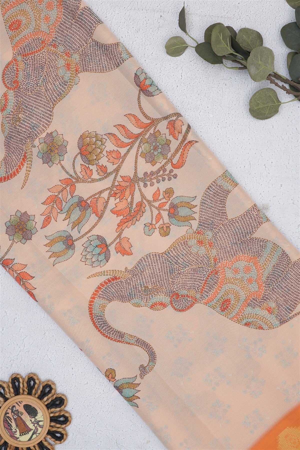 Fancy Georgette Cream Saree