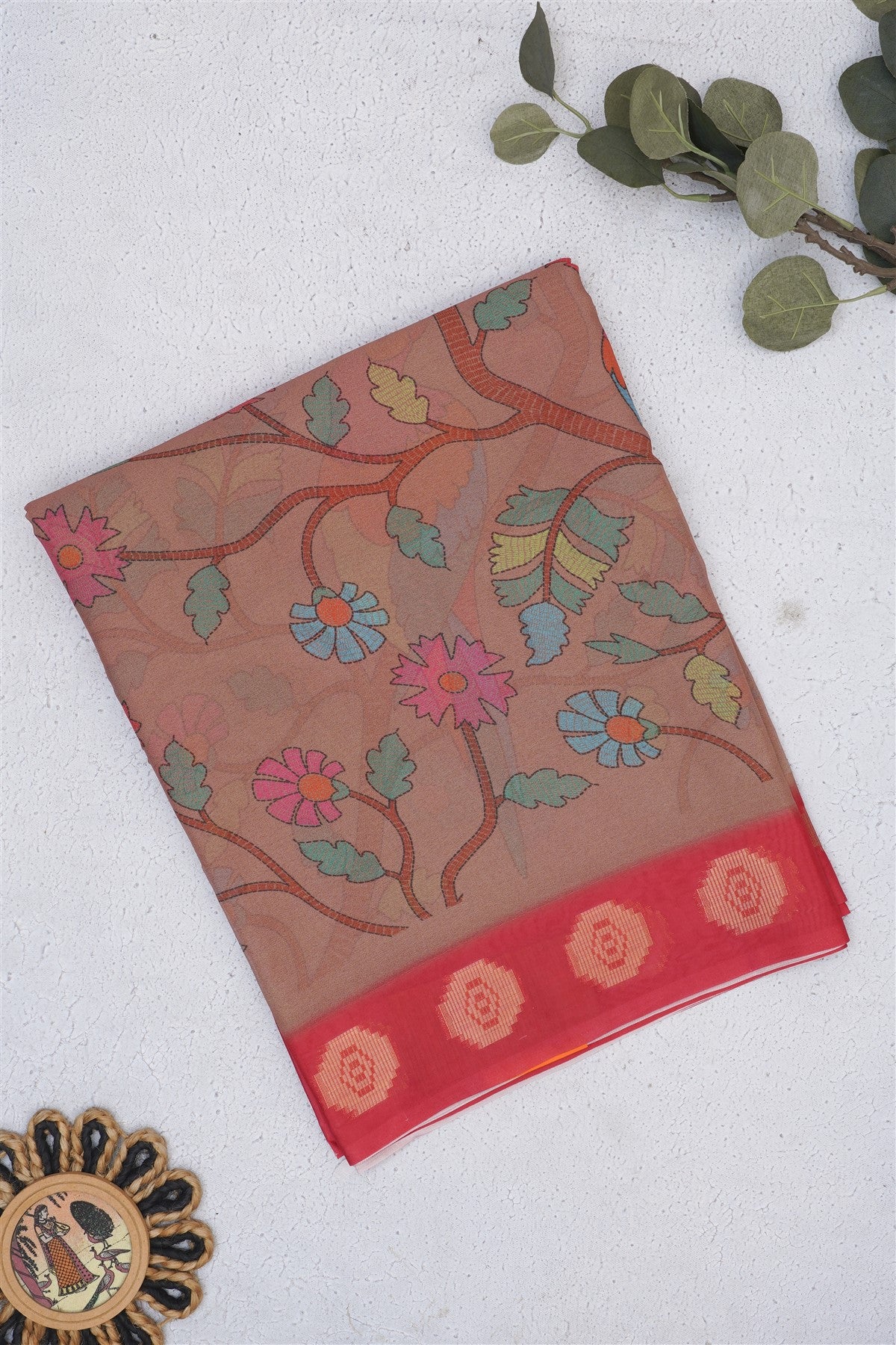 Fancy Georgette Brown Saree