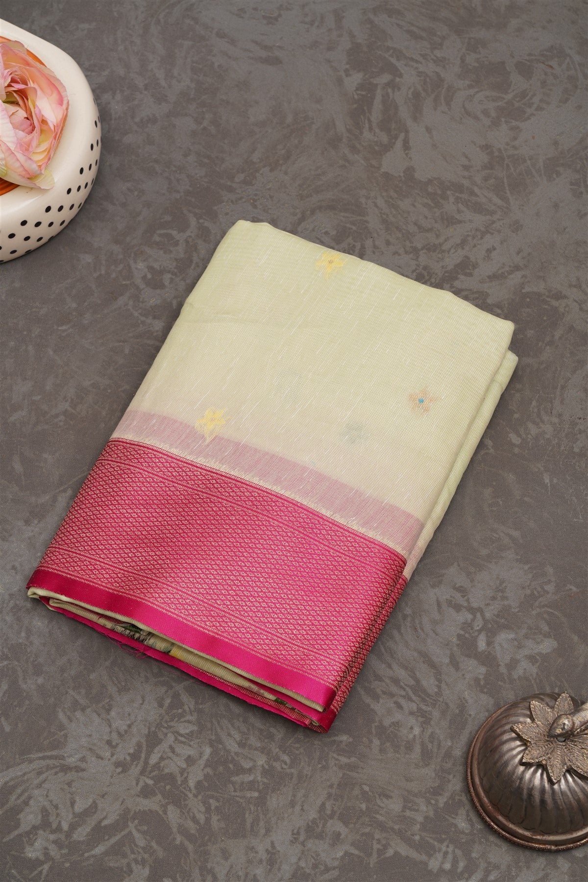 Fancy Jute Linen  Light Green Saree