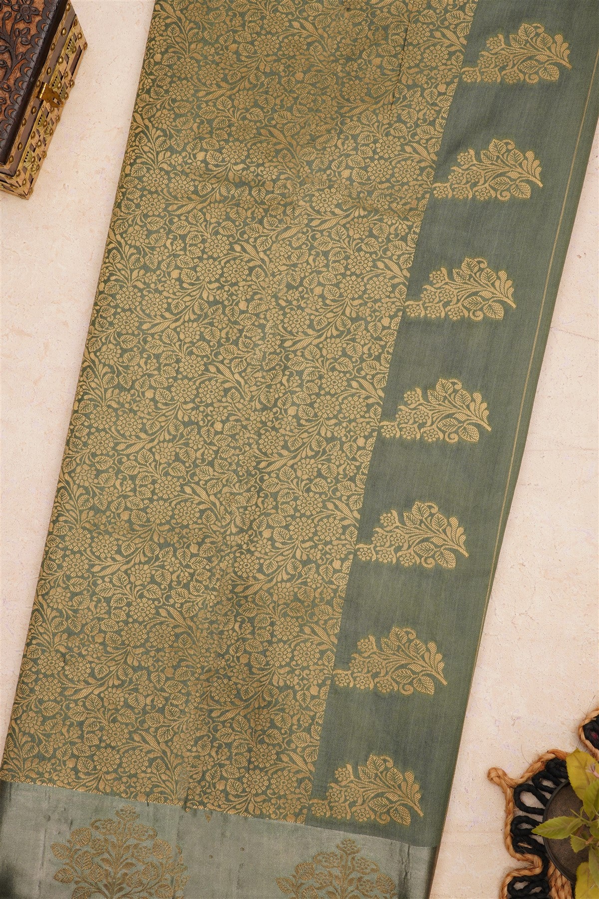 Banarasi Viscose Silk Dark Sea Green Saree