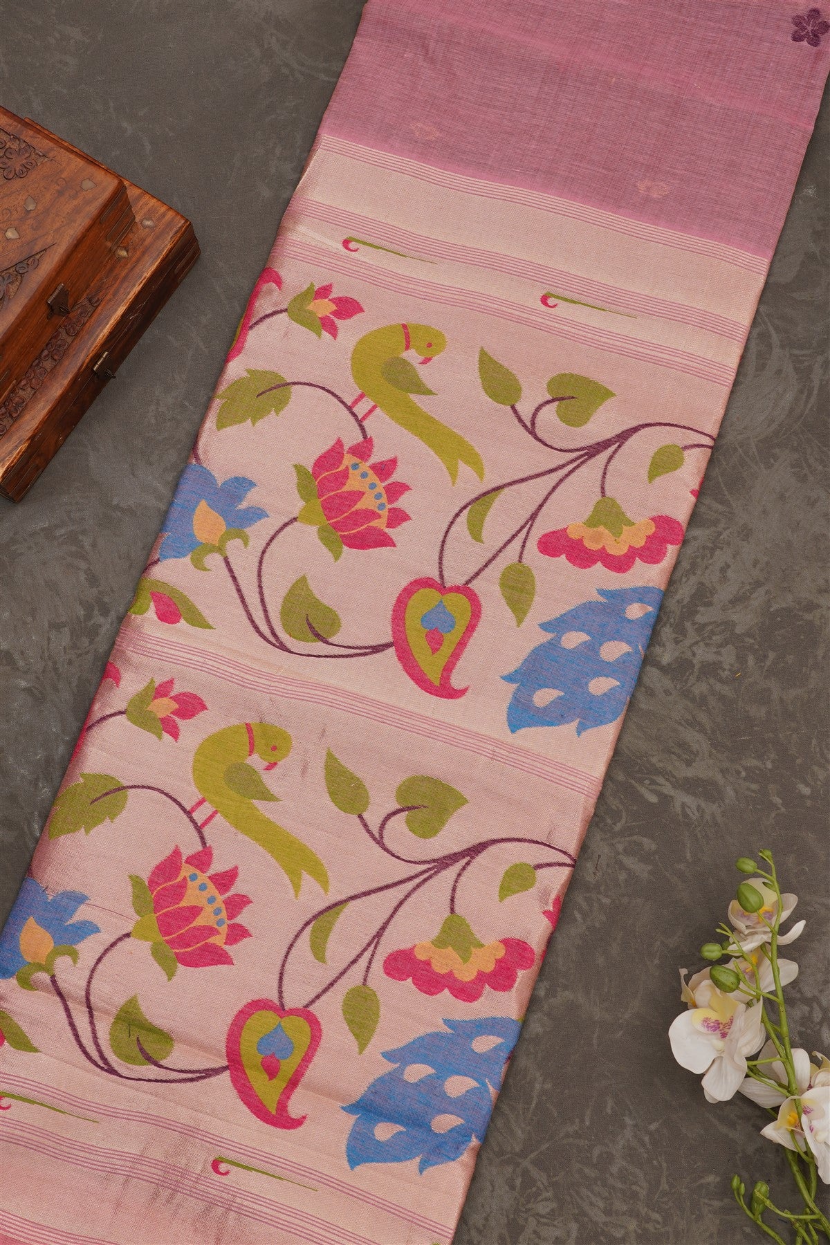 Chanderi Sico Light Pink Saree