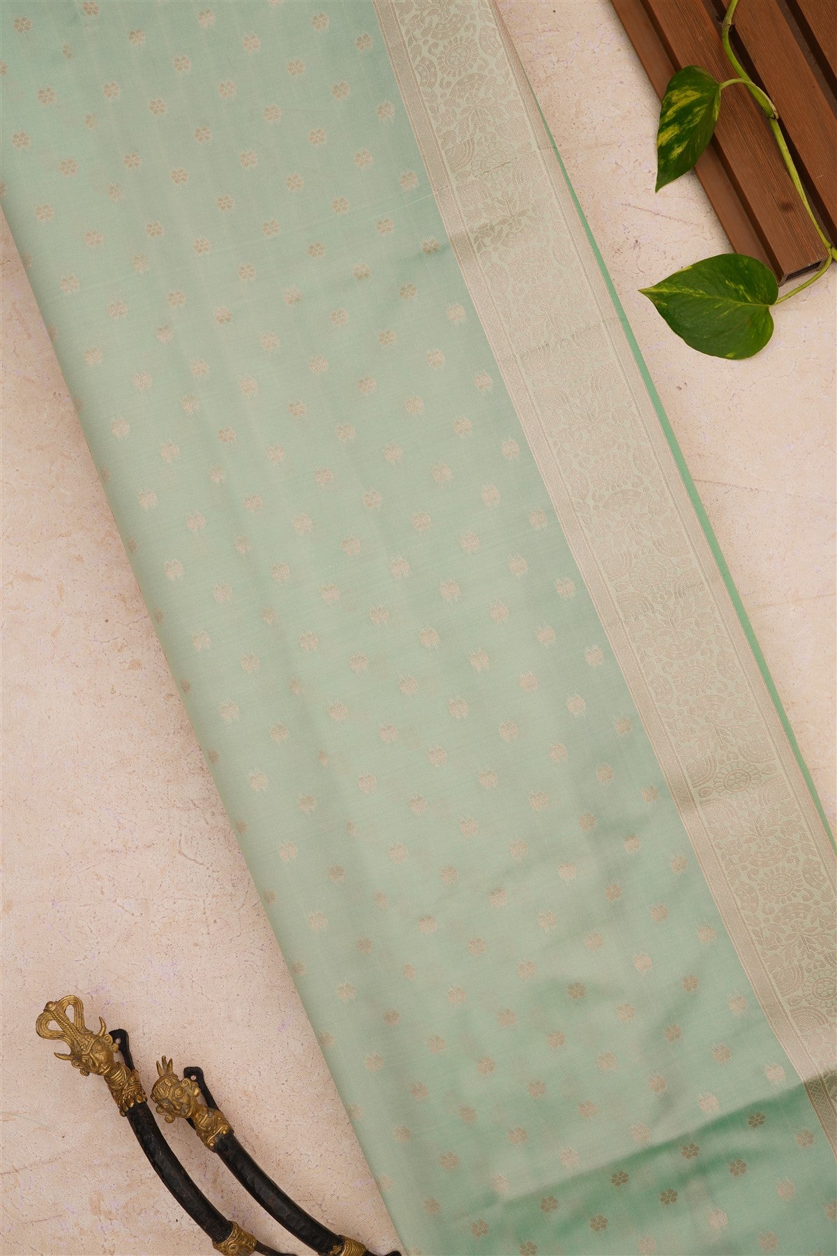 Semi Pattu Silk Blend Light Green Saree