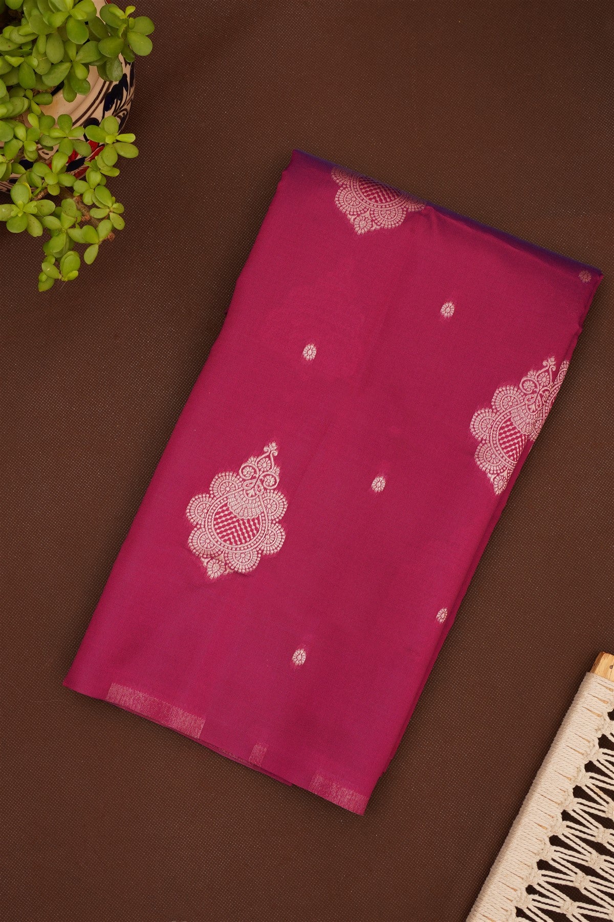 Semi Pattu Silk Blend Magenta Saree