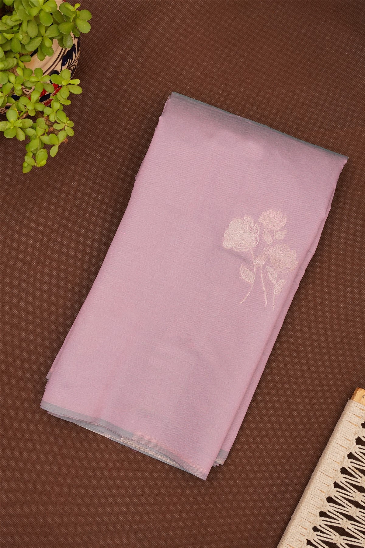 Semi Pattu Silk Blend Light Lavender Saree