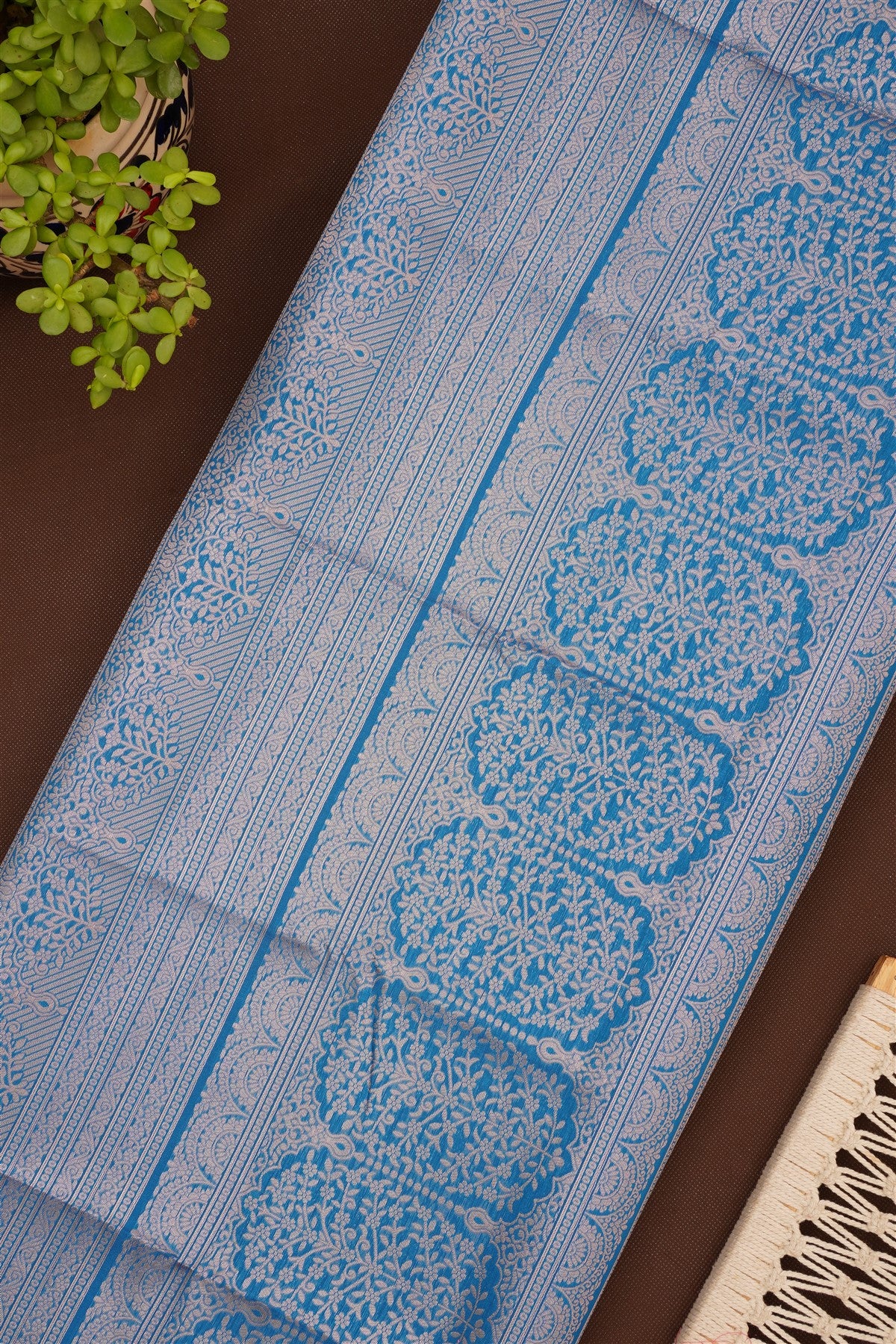 Semi Pattu Silk Blend Blue Saree