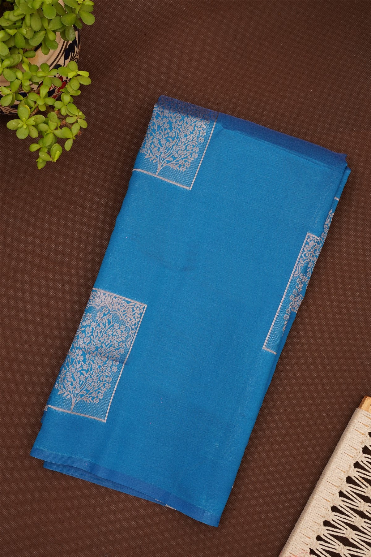 Semi Pattu Silk Blend Blue Saree