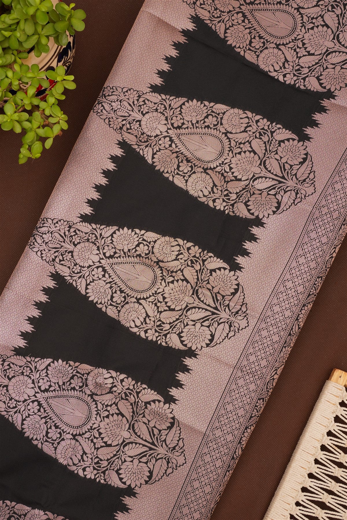 Semi Pattu Silk Blend Black Saree