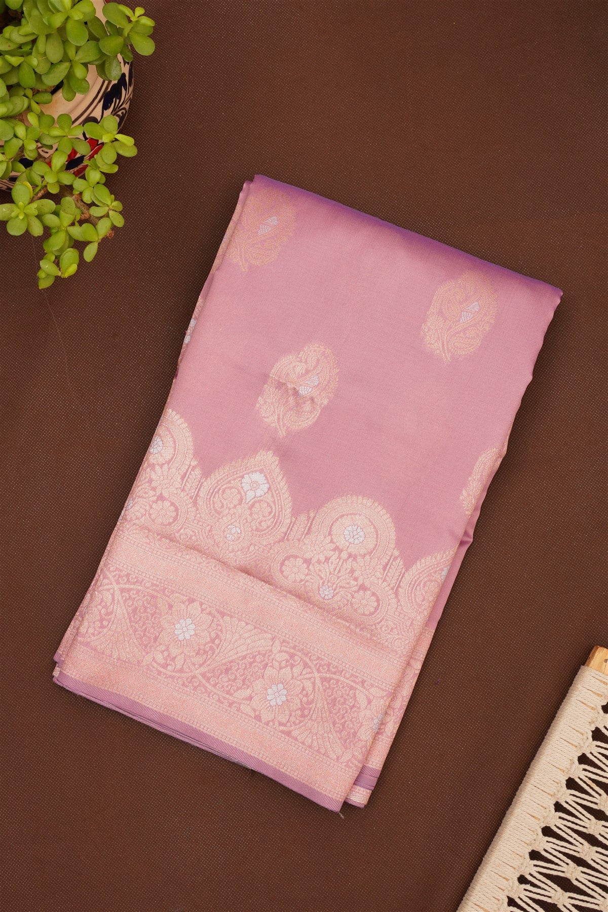 Semi Pattu Silk Blend Light Lavender Saree