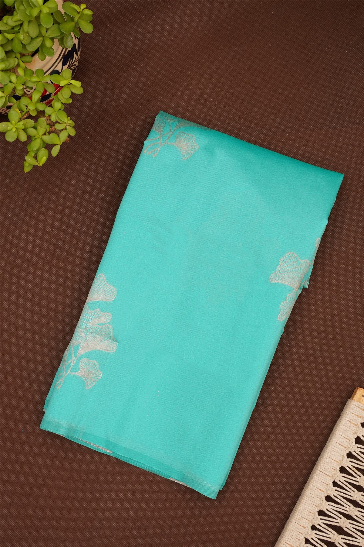 Semi Pattu Silk Blend Sea Green Saree