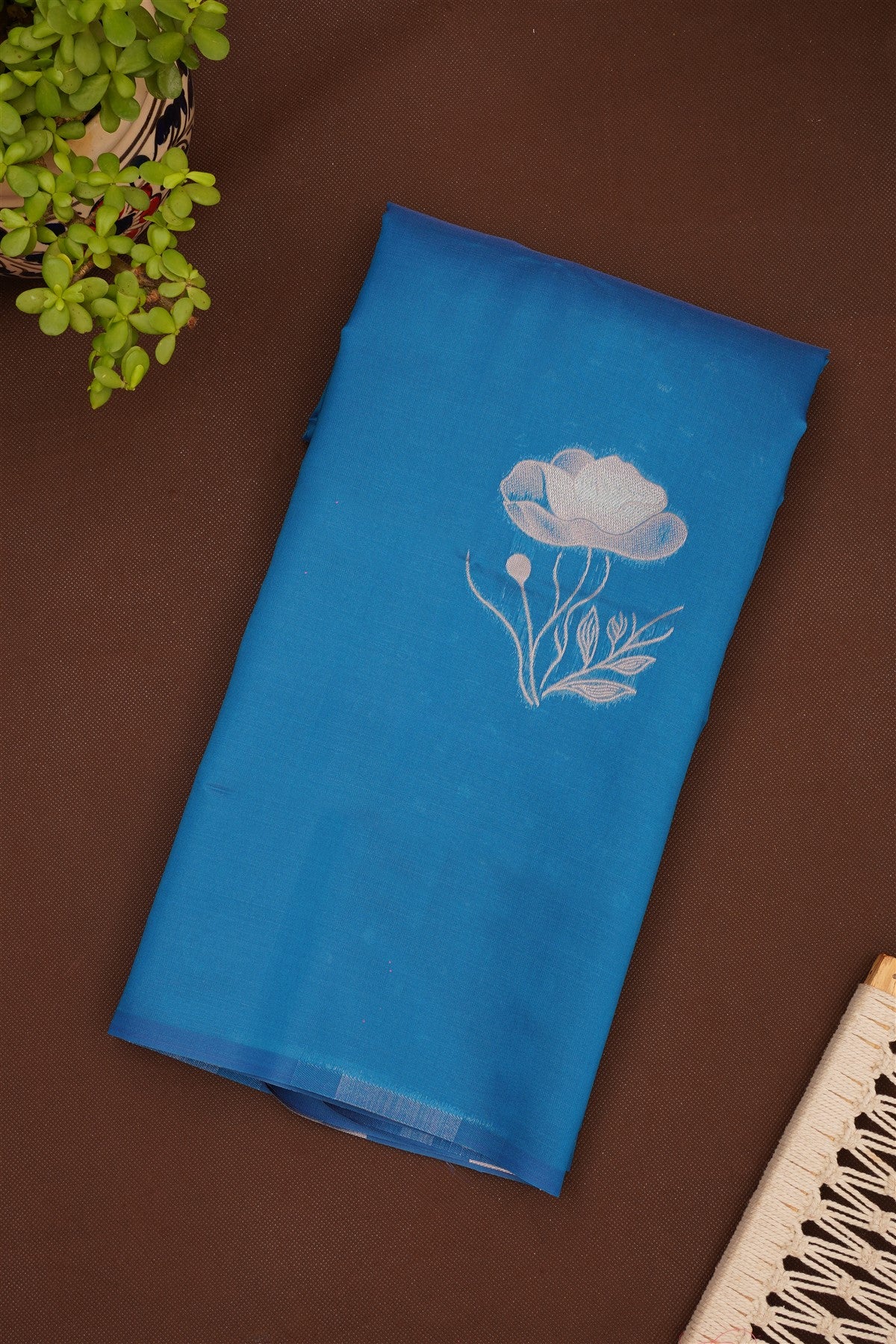 Semi Pattu Silk Blend Blue Saree