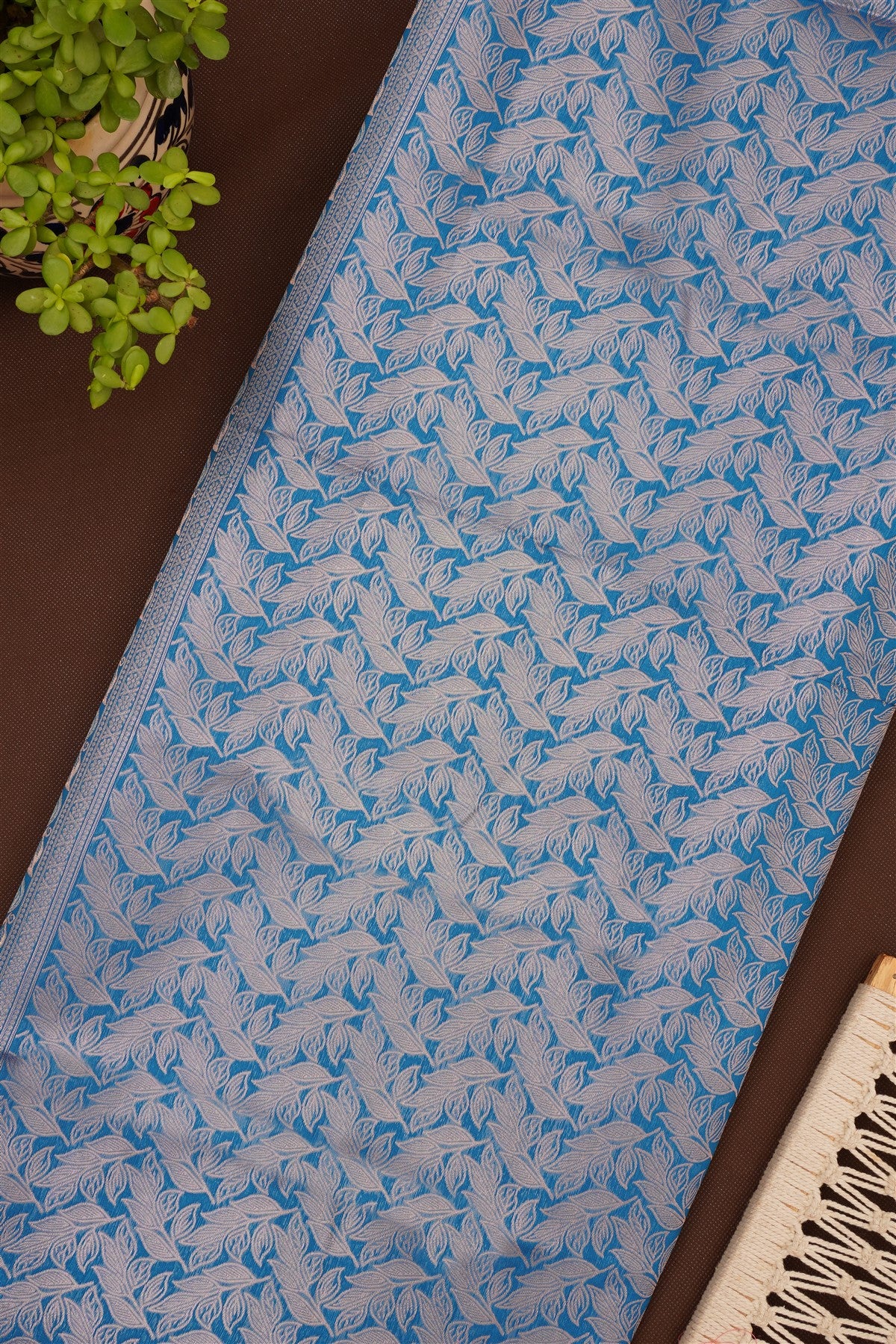 Semi Pattu Silk Blend Blue Saree