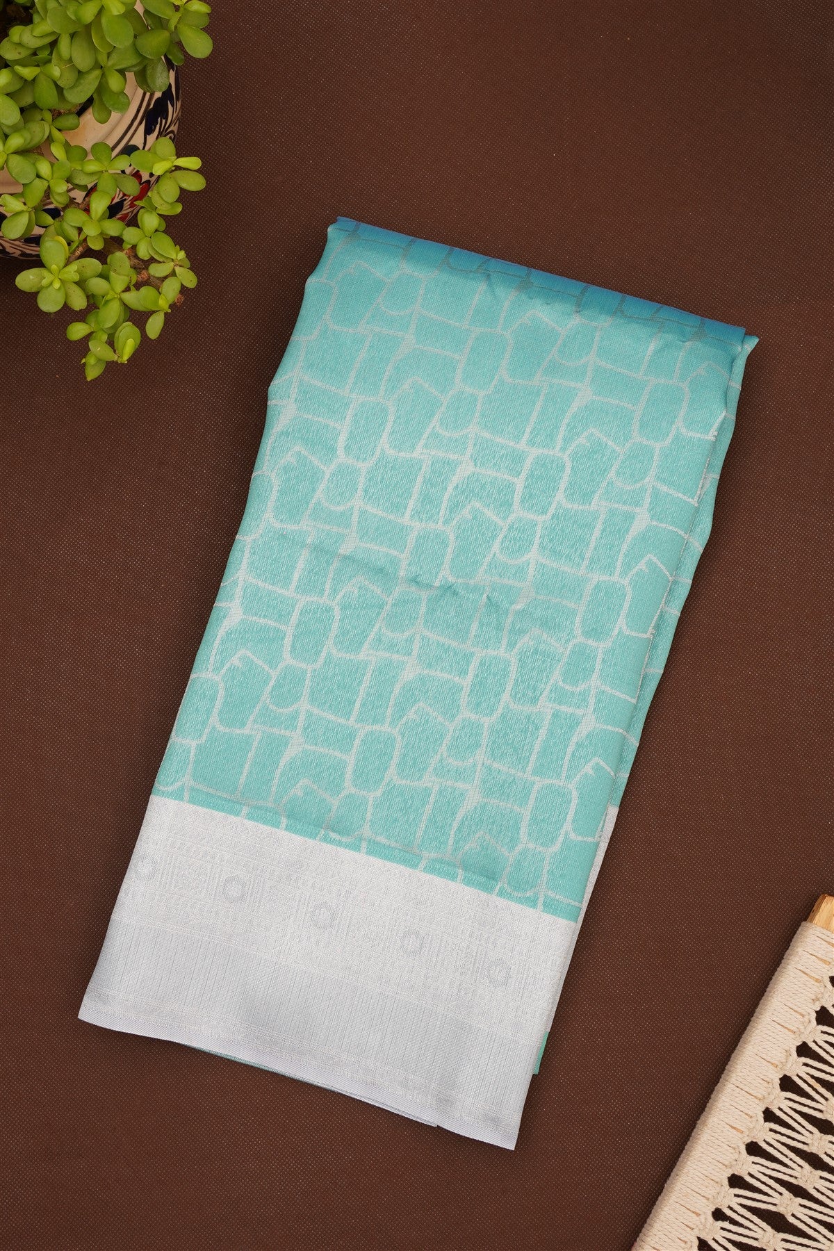 Semi Pattu Silk Blend Sea Green Saree