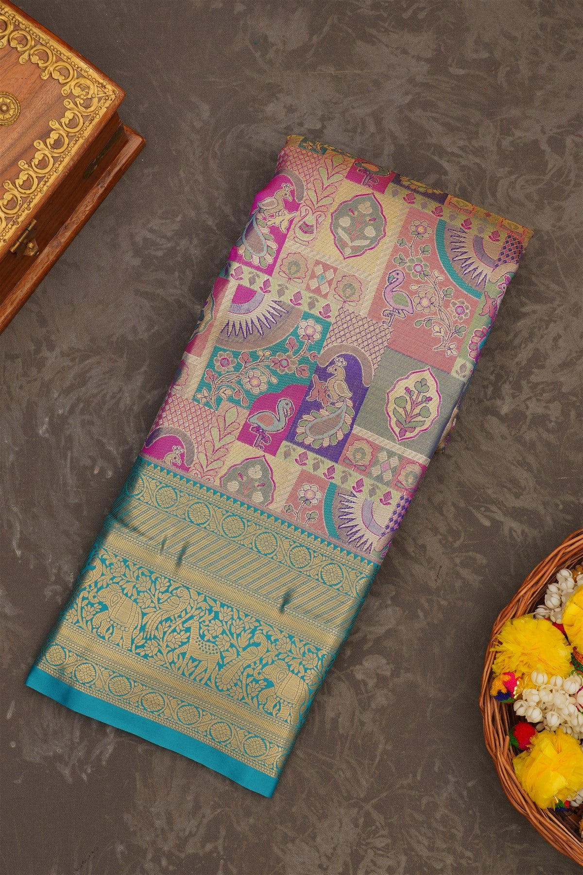 Semi Kanchipuram Tissue Silk Light Purple Saree