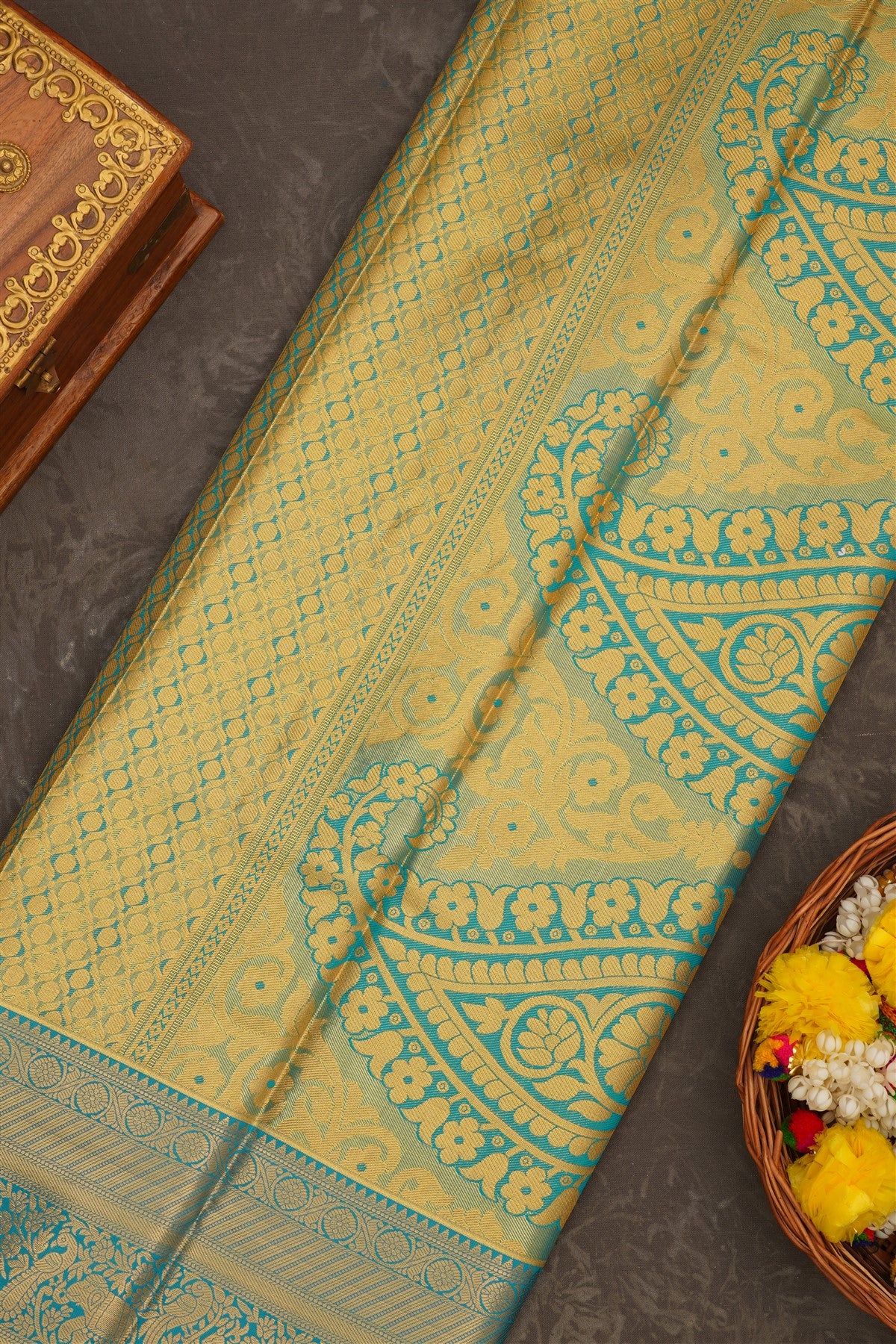 Semi Kanchipuram Tissue Silk Marron Saree