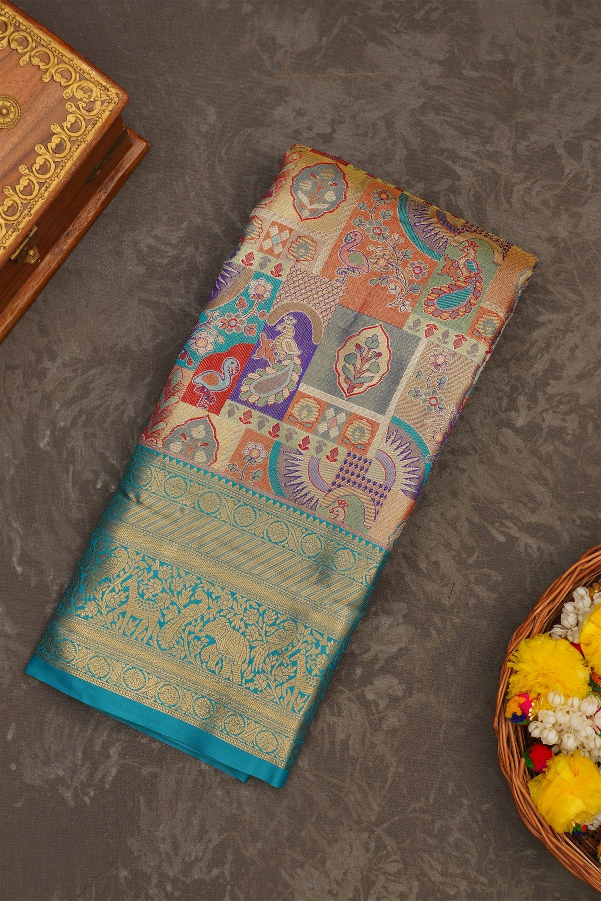 Semi Kanchipuram Tissue Silk Marron Saree